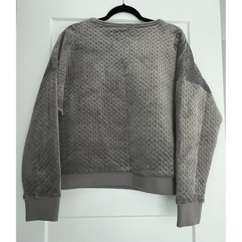 NWT Spense Womens Quilted Velour Pullover Crew Neck Cozy Taupe Top, XL - Picture 5 of 7